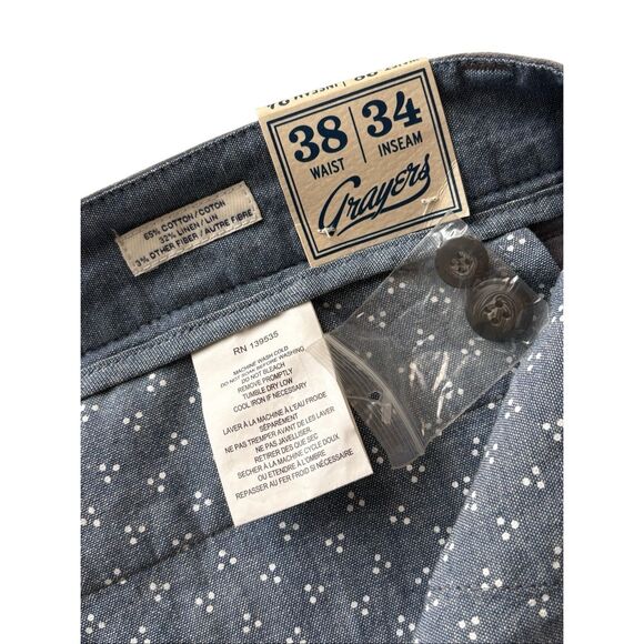 NWT Grayers Slim Fit gray linen blend chino - 38x34 - Picture 3 of 6